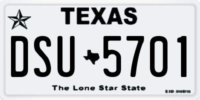 TX license plate DSU5701