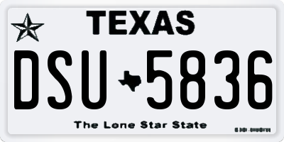 TX license plate DSU5836