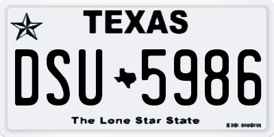 TX license plate DSU5986