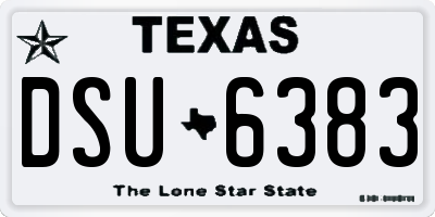 TX license plate DSU6383