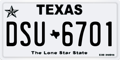 TX license plate DSU6701