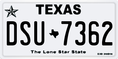 TX license plate DSU7362