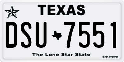 TX license plate DSU7551