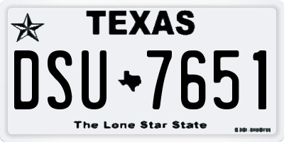 TX license plate DSU7651