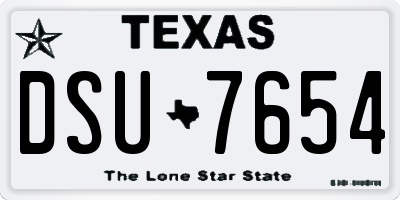 TX license plate DSU7654