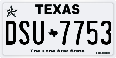 TX license plate DSU7753