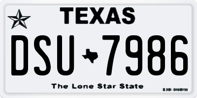 TX license plate DSU7986