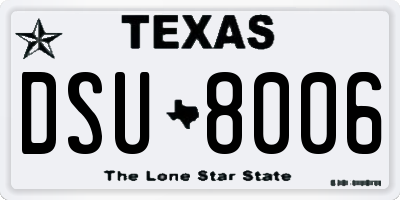 TX license plate DSU8006