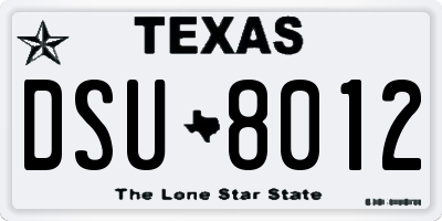 TX license plate DSU8012