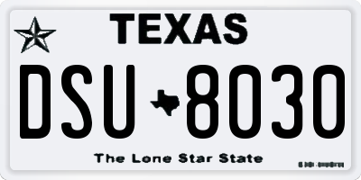 TX license plate DSU8030