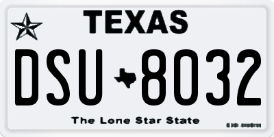 TX license plate DSU8032