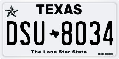 TX license plate DSU8034