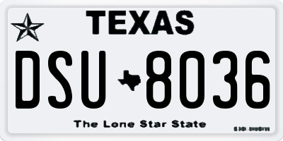 TX license plate DSU8036
