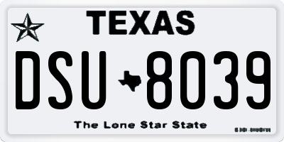TX license plate DSU8039