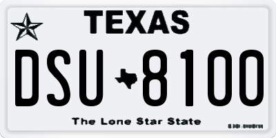 TX license plate DSU8100
