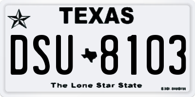 TX license plate DSU8103
