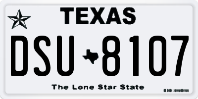 TX license plate DSU8107