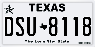 TX license plate DSU8118