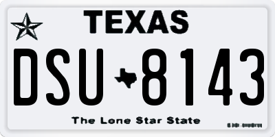 TX license plate DSU8143