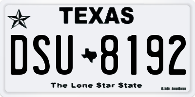 TX license plate DSU8192