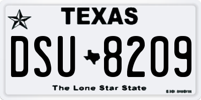 TX license plate DSU8209