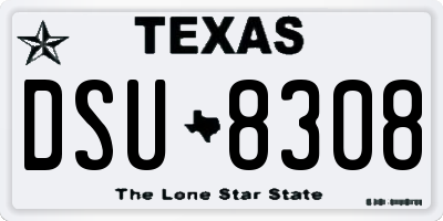 TX license plate DSU8308