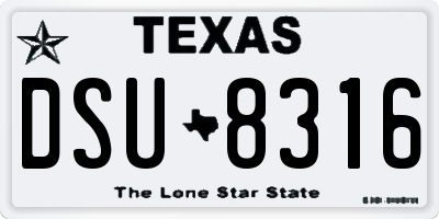 TX license plate DSU8316