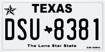 TX license plate DSU8381