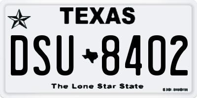 TX license plate DSU8402