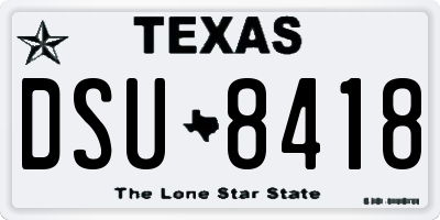 TX license plate DSU8418