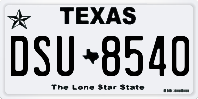 TX license plate DSU8540
