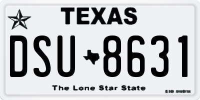 TX license plate DSU8631