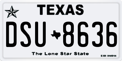 TX license plate DSU8636