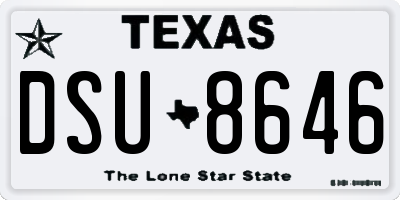 TX license plate DSU8646