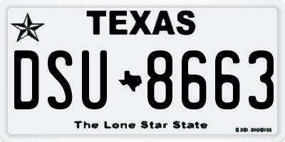 TX license plate DSU8663