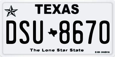 TX license plate DSU8670