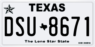 TX license plate DSU8671