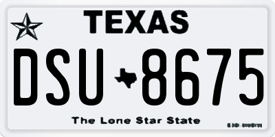 TX license plate DSU8675