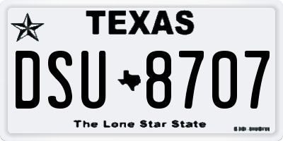 TX license plate DSU8707