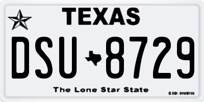 TX license plate DSU8729