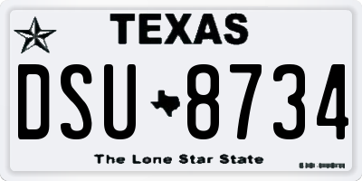 TX license plate DSU8734