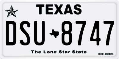TX license plate DSU8747