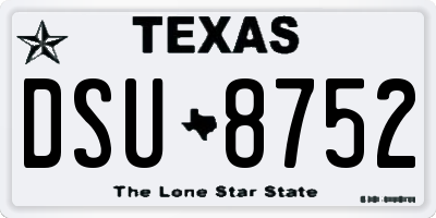 TX license plate DSU8752