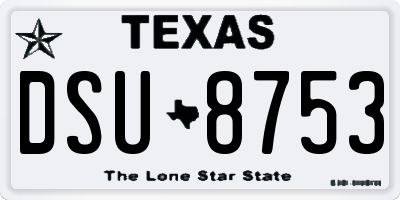 TX license plate DSU8753