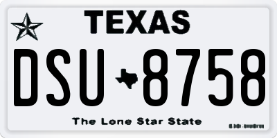 TX license plate DSU8758