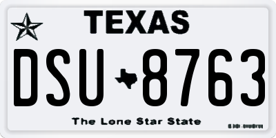 TX license plate DSU8763