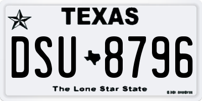 TX license plate DSU8796