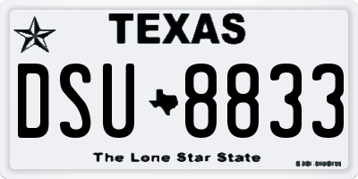 TX license plate DSU8833