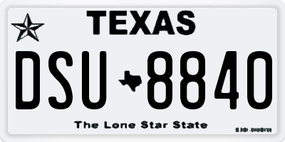 TX license plate DSU8840