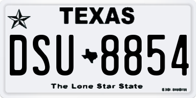 TX license plate DSU8854